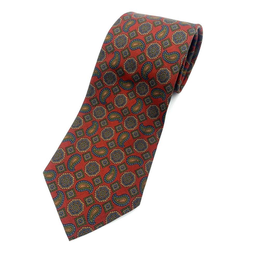 Polo by Ralph Lauren Men's 100% Silk Men's Necktie Paisley Burgundy Blue‎ Green